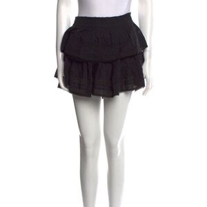 LoveShackFancy Black Ruffled Mini Skirt